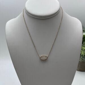 Kendra Scott Gold Plated Elisa White Iridescent Drusy Pendant‎ Necklace